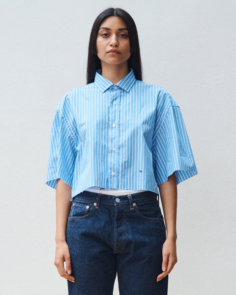 Oversized Stripe Cropped Shirt – HOMMEGIRLS