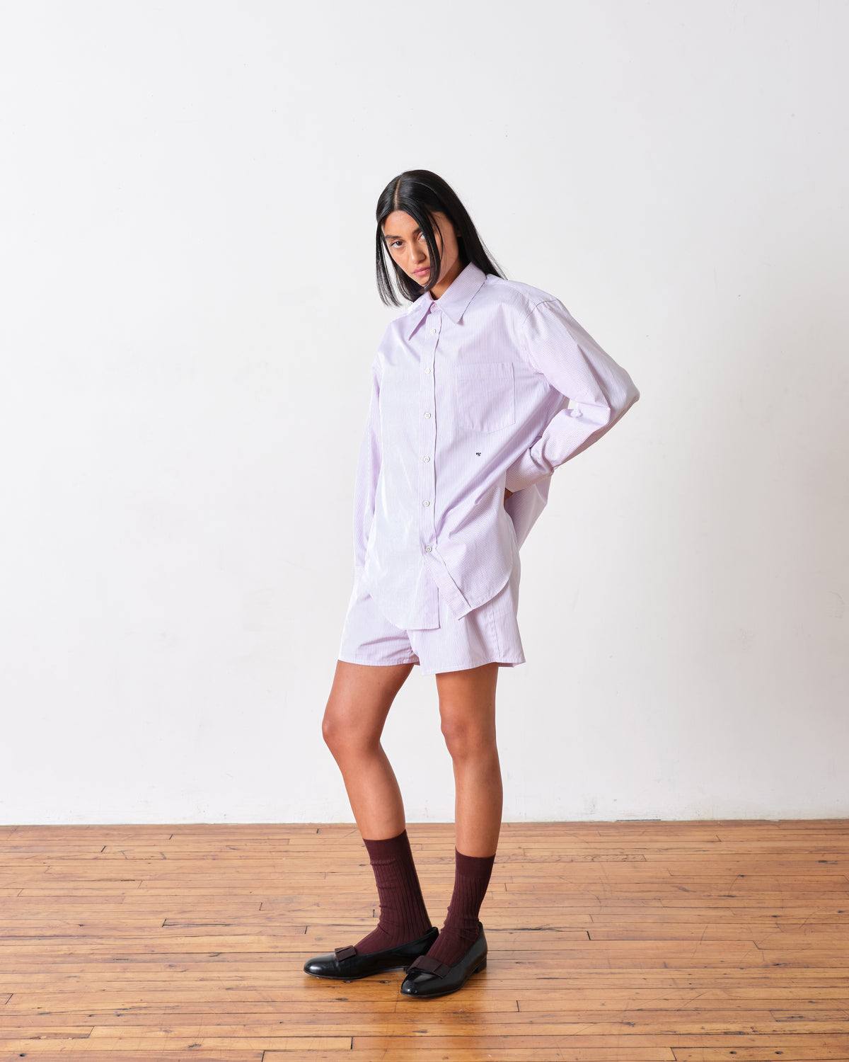 70's Pocket Shirt in Lavender Stripe