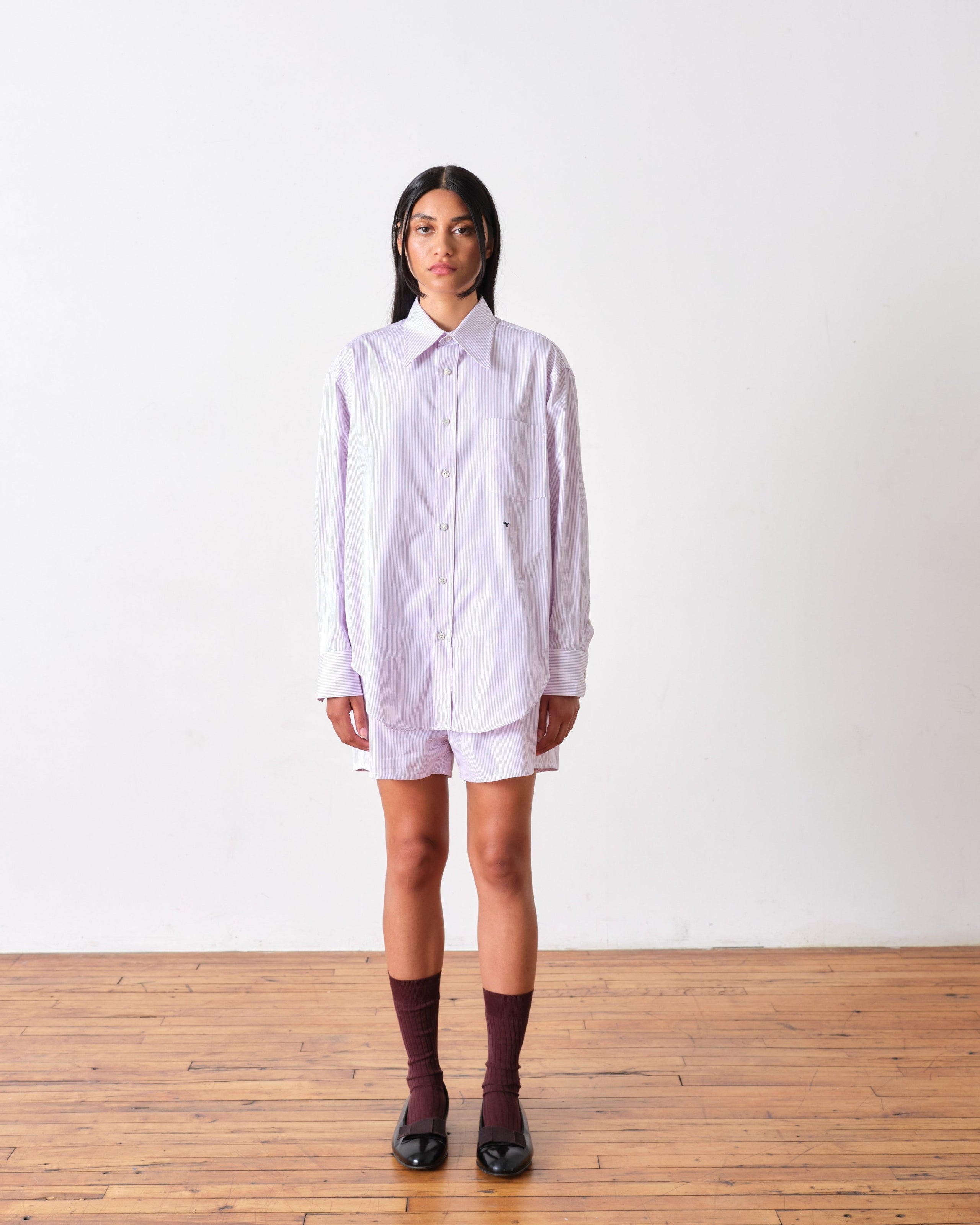 70's Pocket Shirt in Lavender Stripe