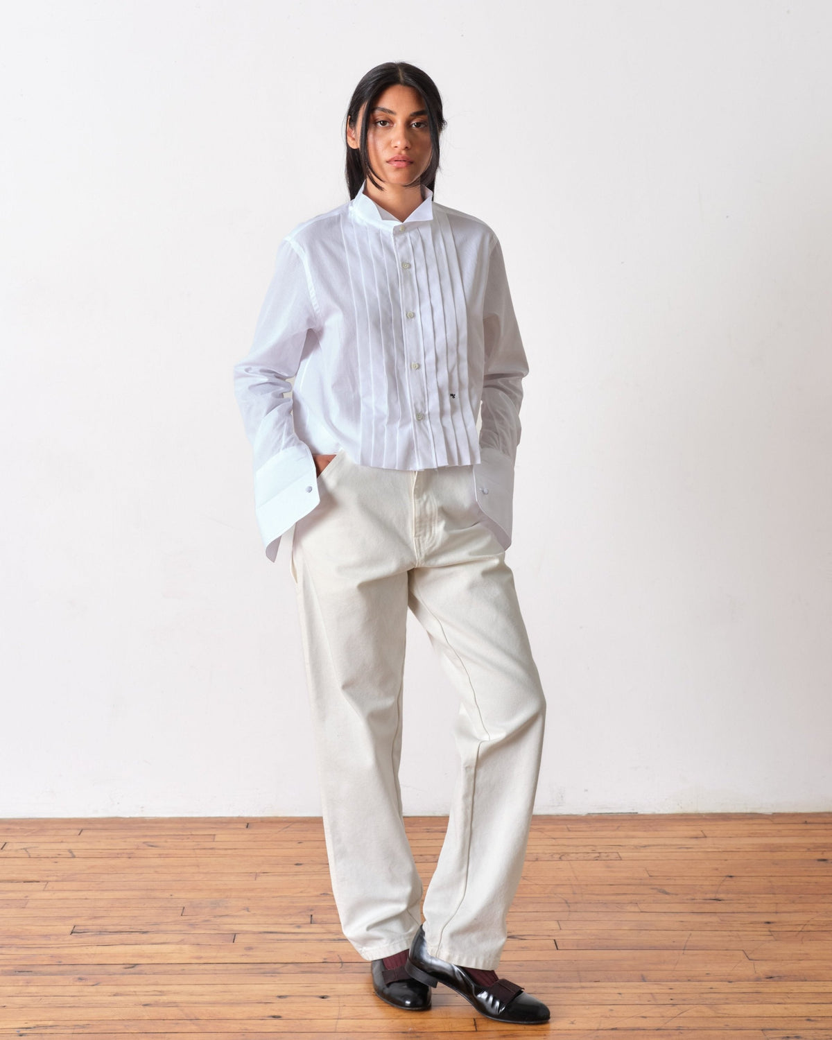 Cropped Tuxedo Shirt