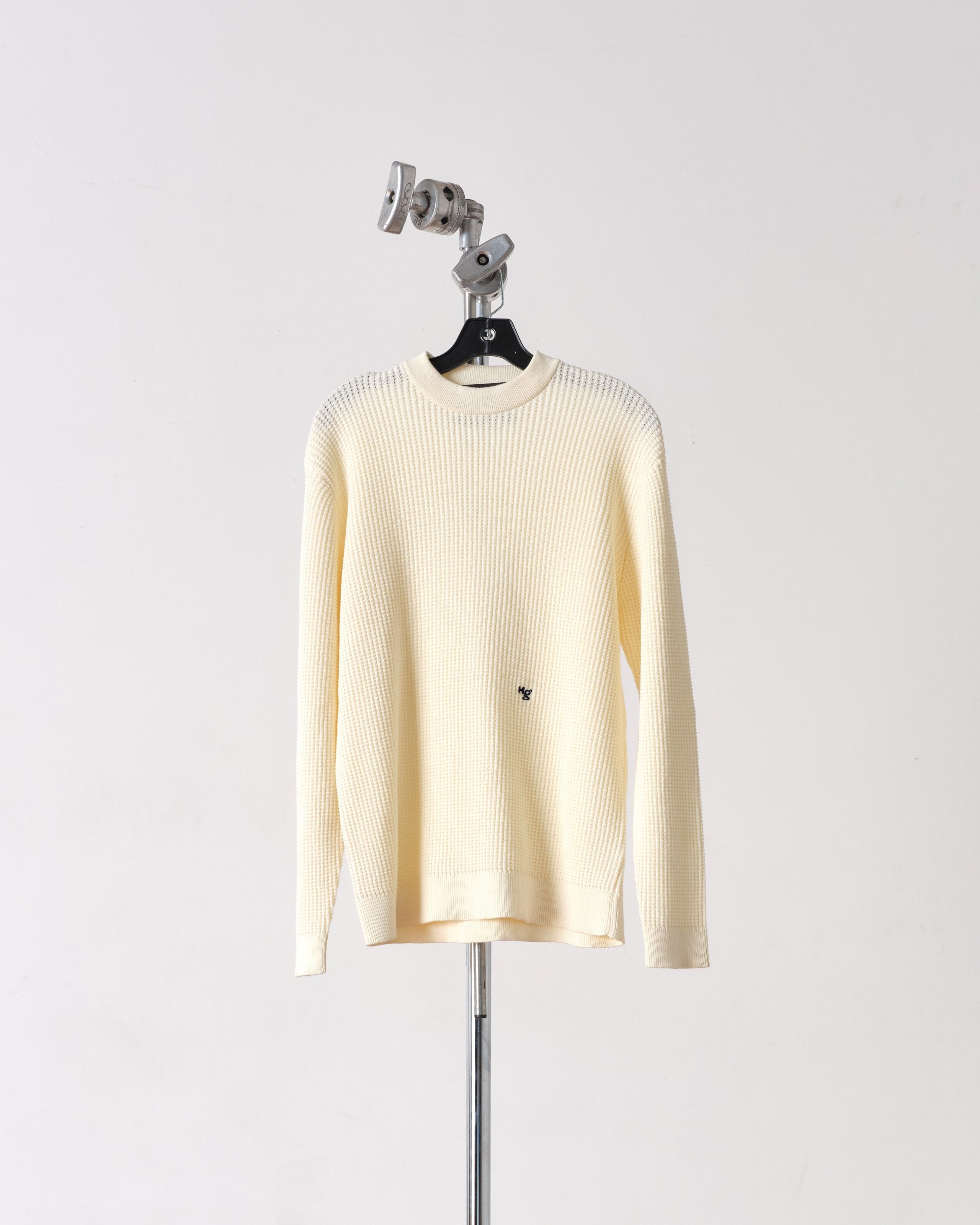 Waffle Knit Pullover in Cream