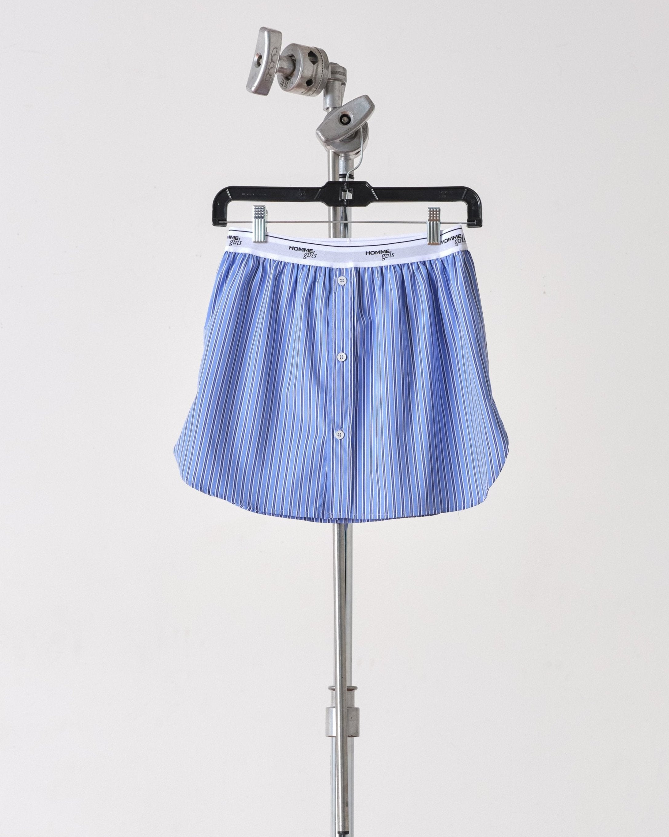 Shirt Tail Mini Skirt in Bold Blue Stripe