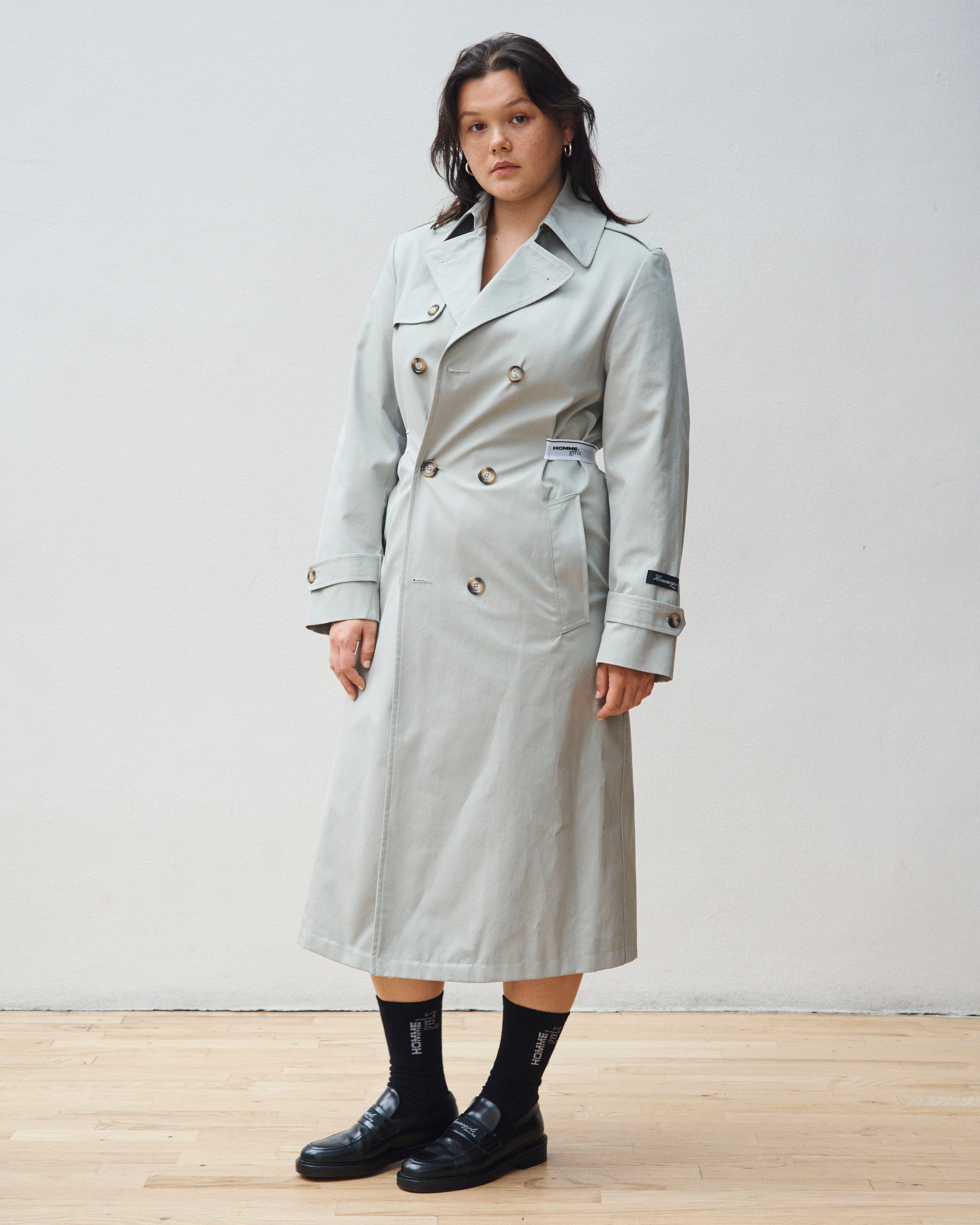 Elastic Logo Waist Trench Coat