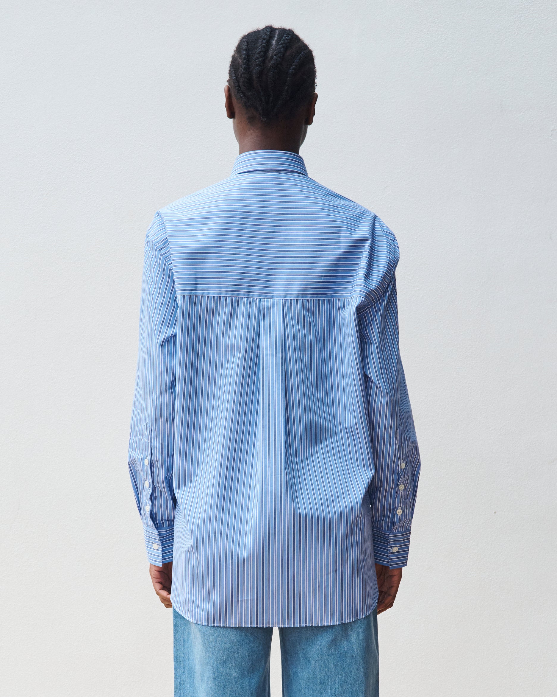 Oversized Shirt in Bold Blue Stripe