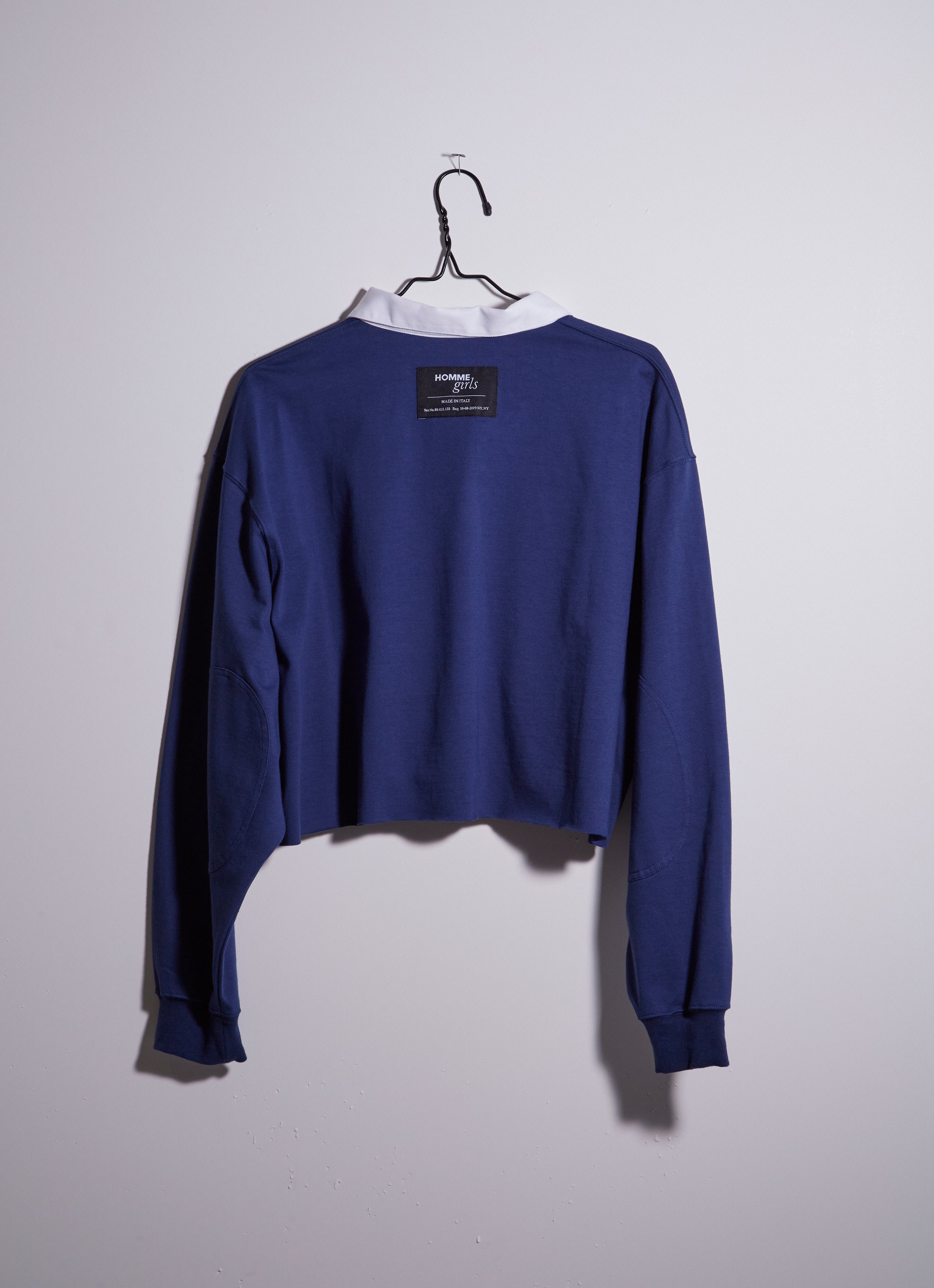 Cropped Rugby Shirt in Navy HOMMEGIRLS