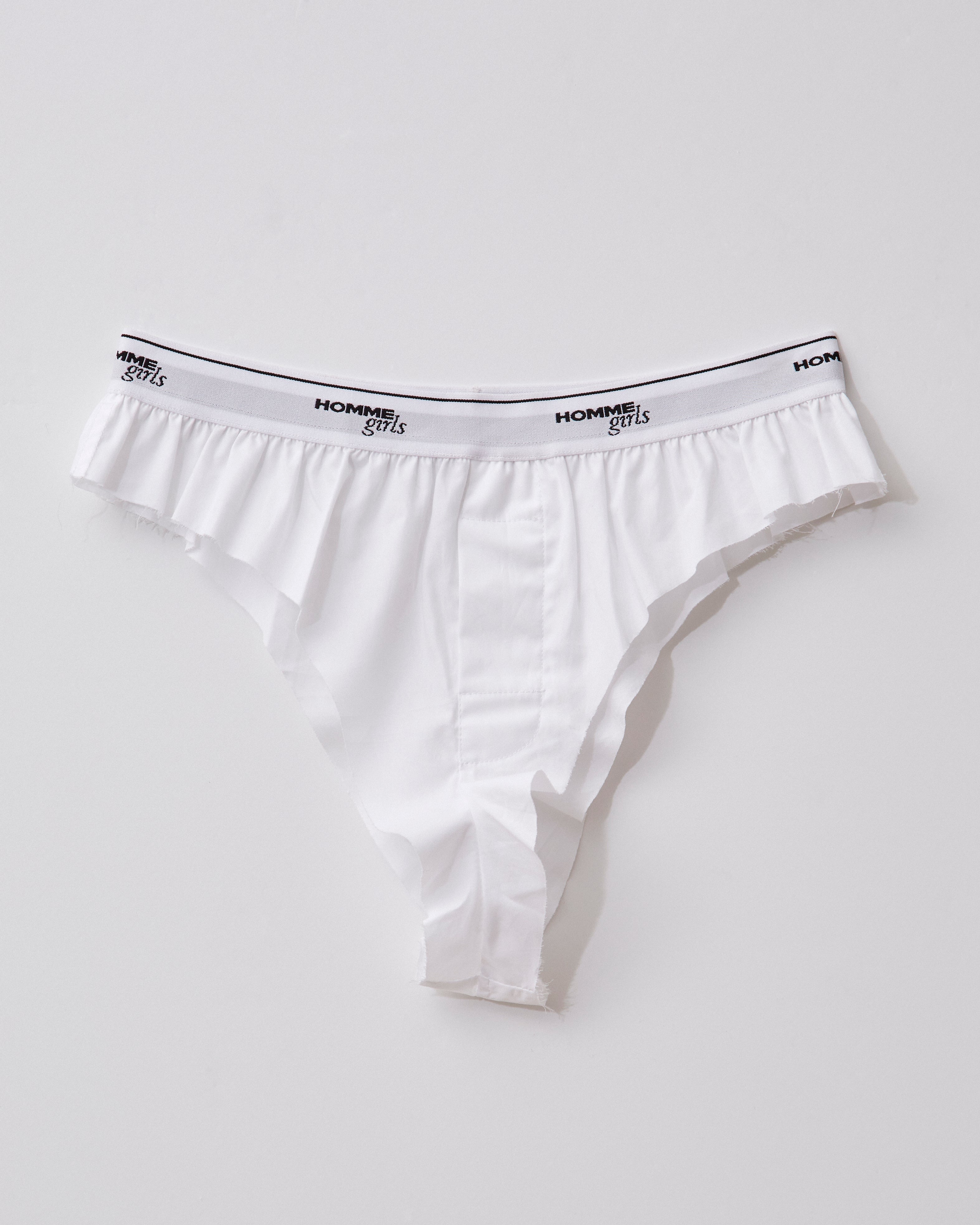 Boxer Cut Bikini in White HOMMEGIRLS