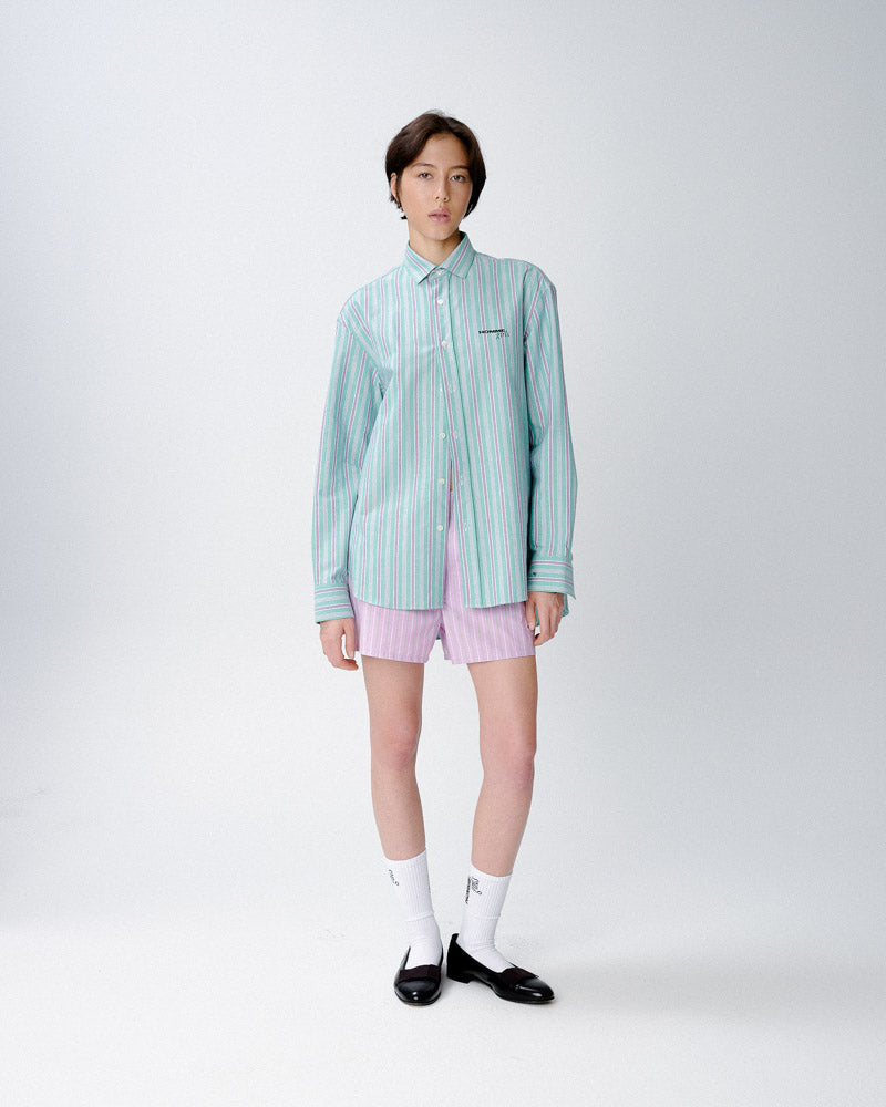 Oversized Shirt in Green Oxford Stripe