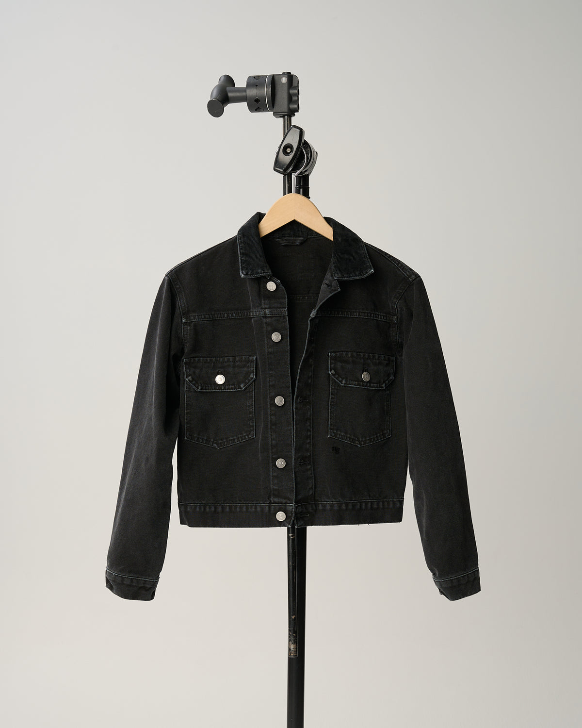 Washed Canvas Workwear Jacket in Black