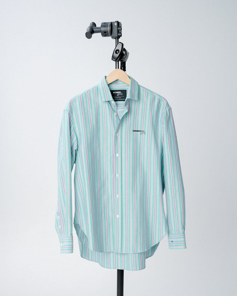 Oversized Shirt in Green Oxford Stripe