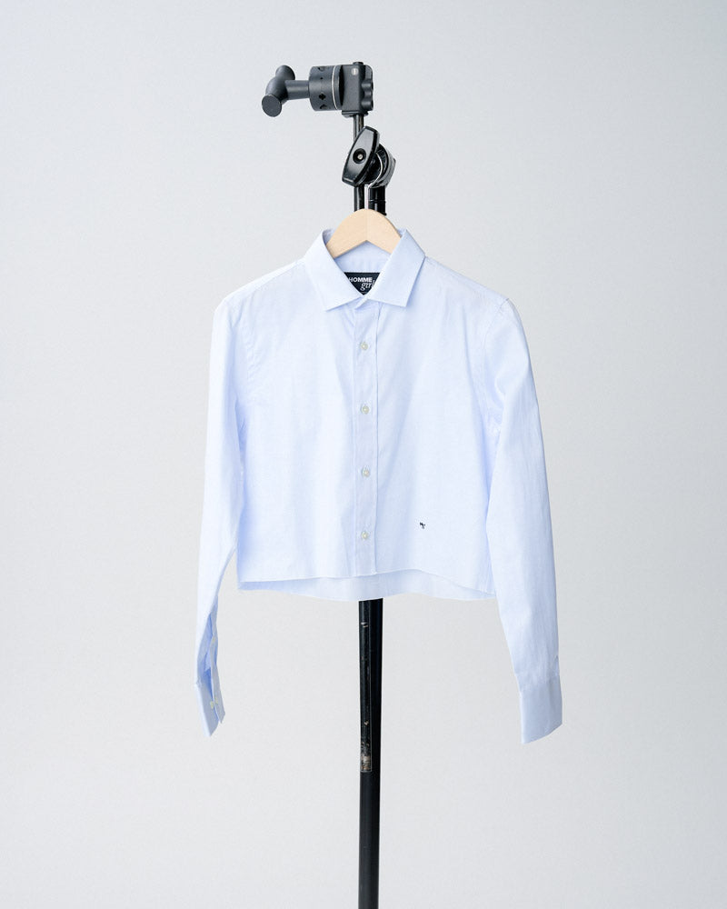 Cropped Shirt in Chambray Blue