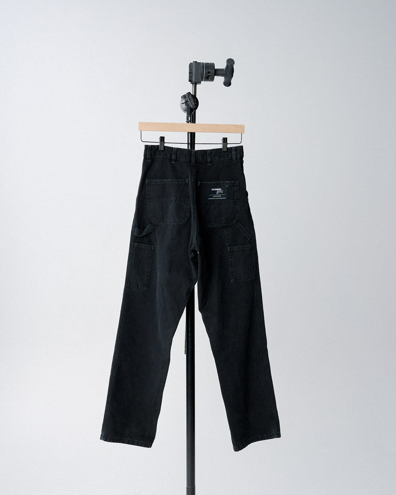 Washed Canvas Workwear Pant in Black