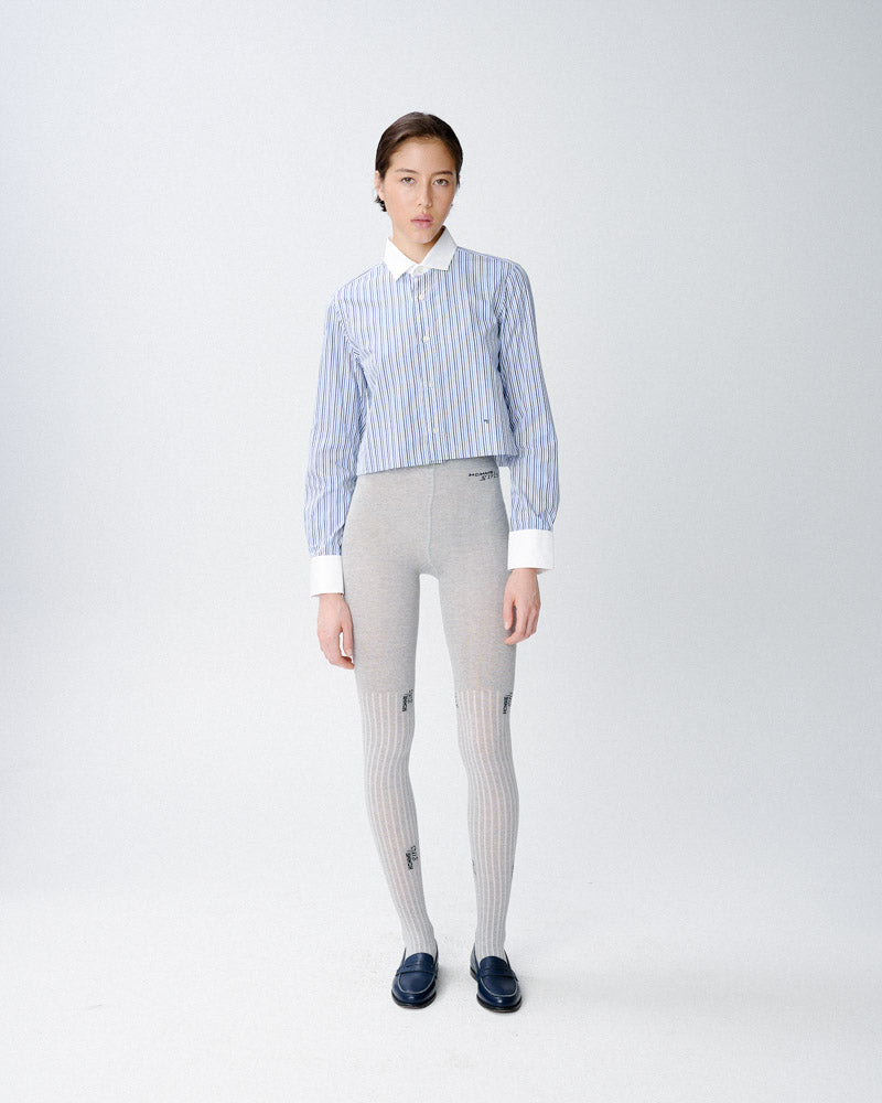 Cropped Shirt in Multi Blue Stripe