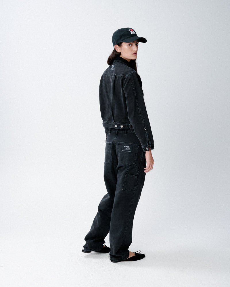 Washed Canvas Workwear Jacket in Black