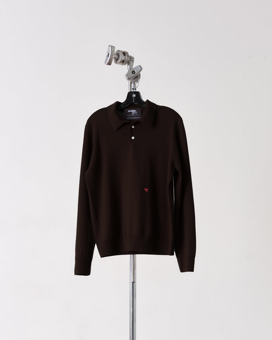 Wool Polo in Chocolate Brown